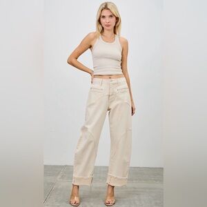 Saige Denim Tummy Control Full Length Cream Denim Barrel S-Xl